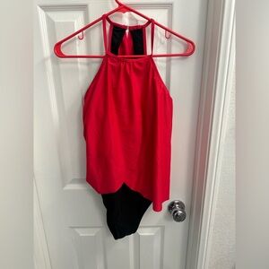 Bright pink and Black Halter Swimsuit